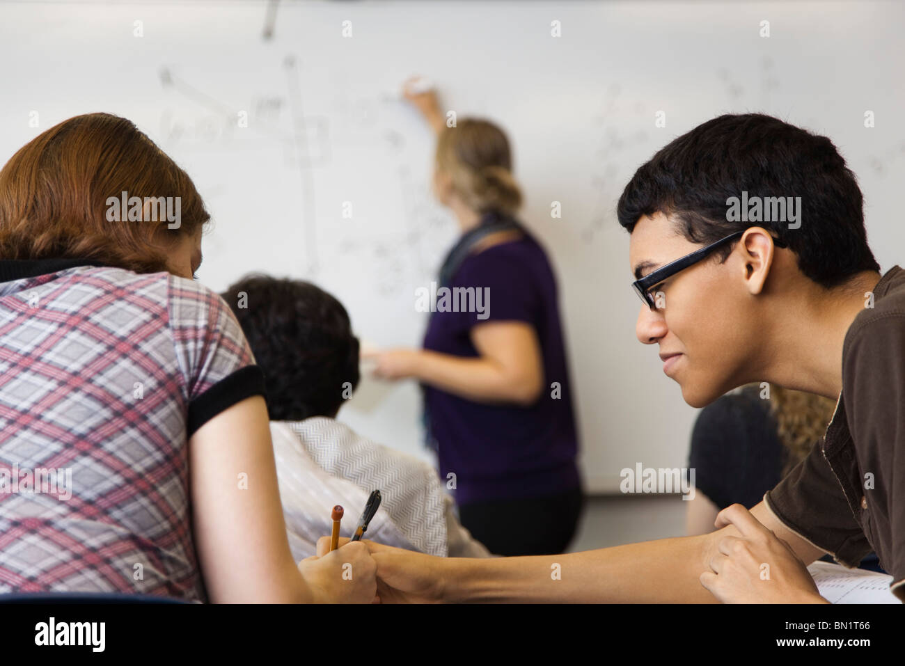 University Students Paying Attention In Class Stock