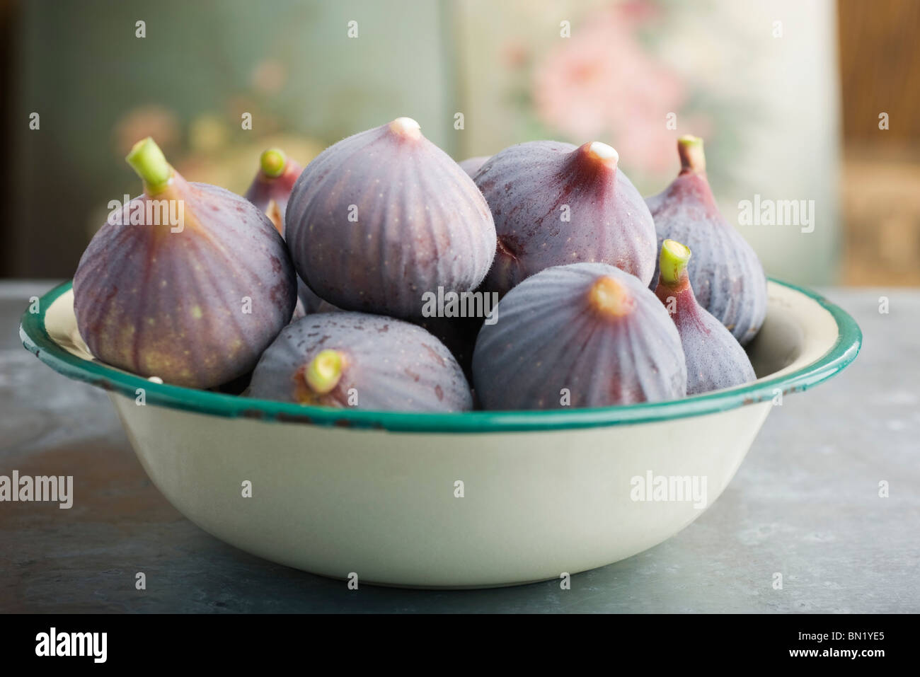 Bowl of ripe figs Stock Photo