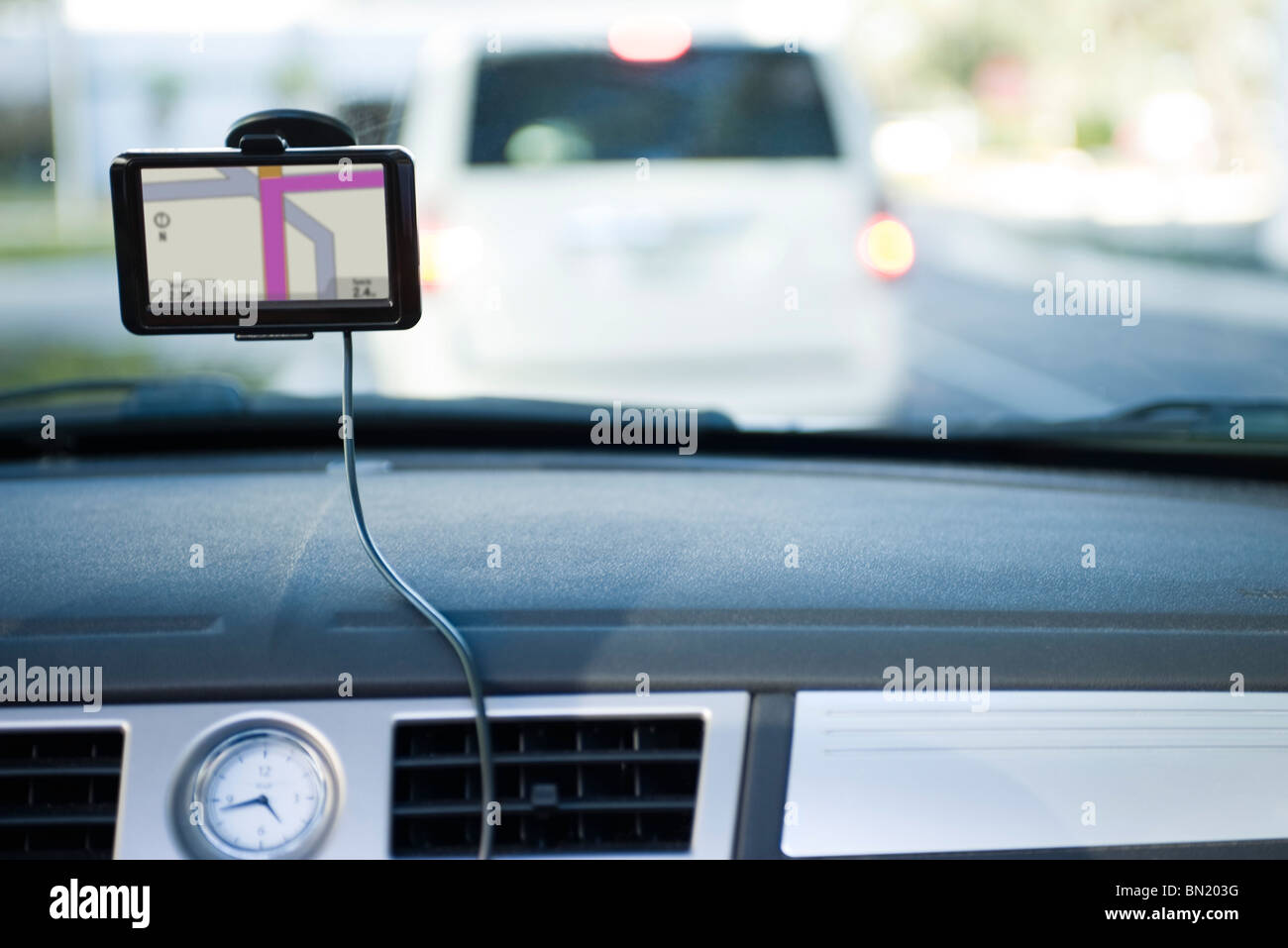 Driving with the assistance of GPS Stock Photo Alamy