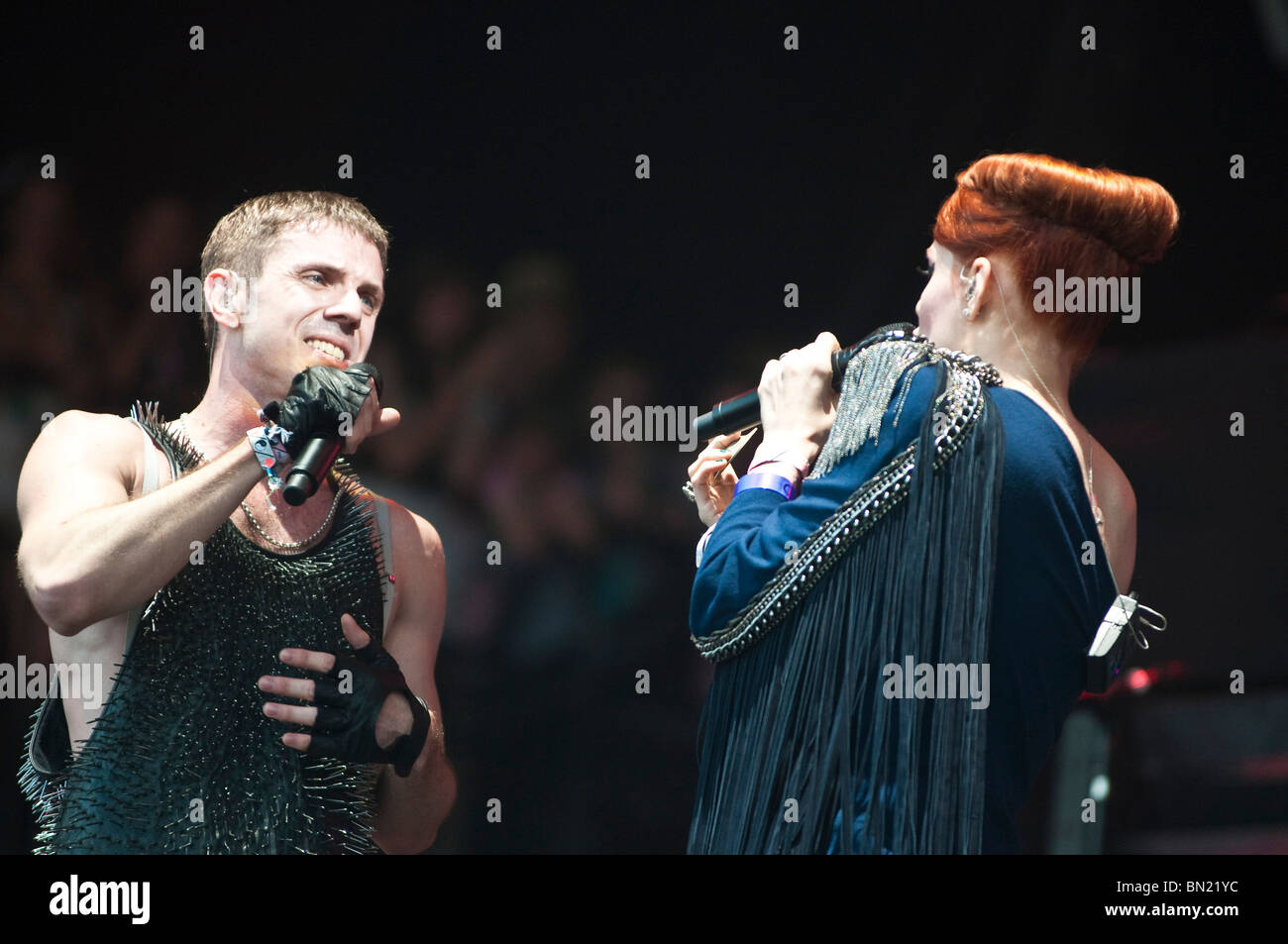 Jake Shears and Ana Matronic of the Scissors Sisters perform at the