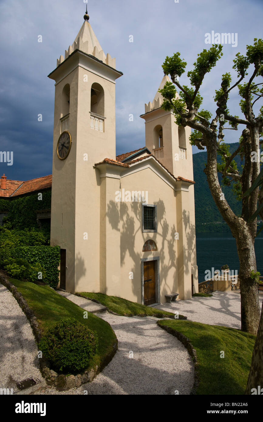 Church at Villa del Balbianello, Lenno, Lake Como, Italy Stock Photo