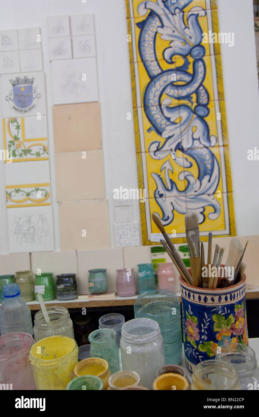 Europe, Portugal, Lisbon (aka Lisboa). Traditional hand painted tile