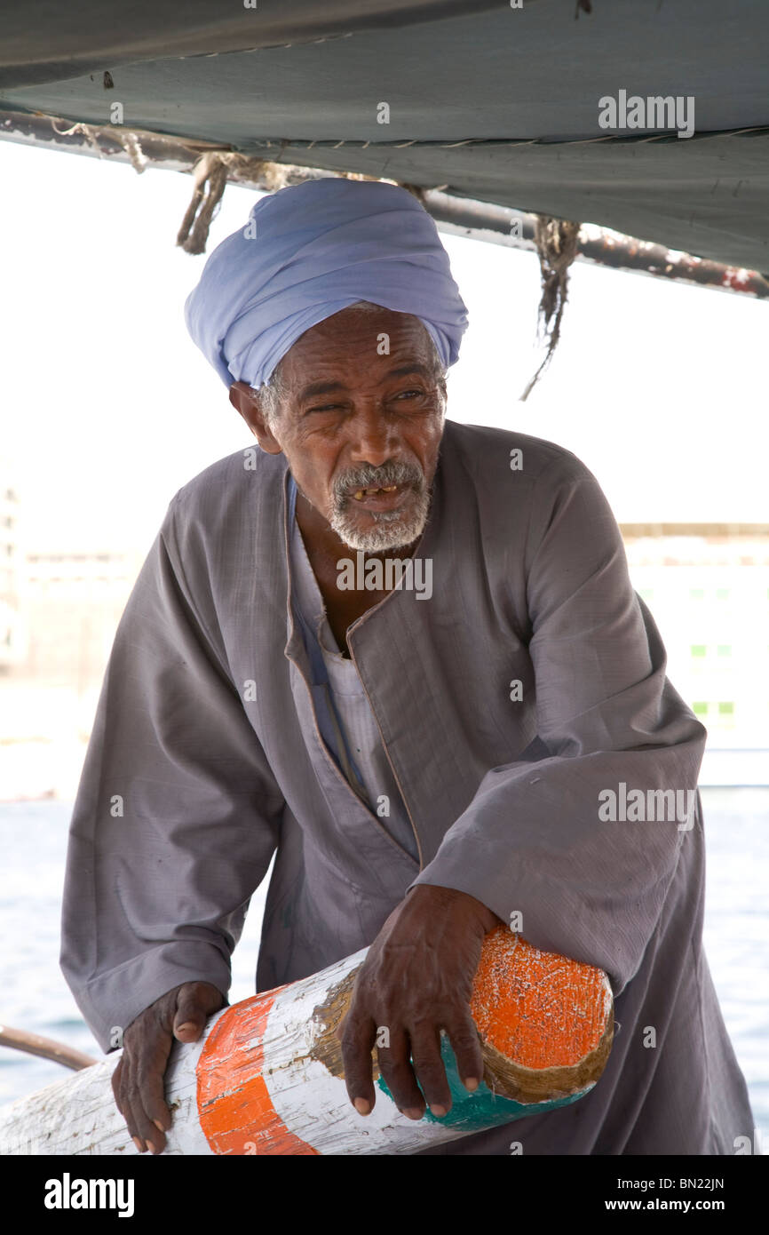 Nubian feluka sailor Stock Photo