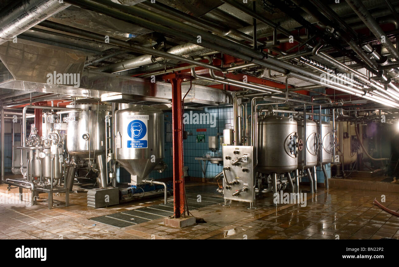Cold room for beer brewing at Young's Brewery Wandsworth London Stock Photo