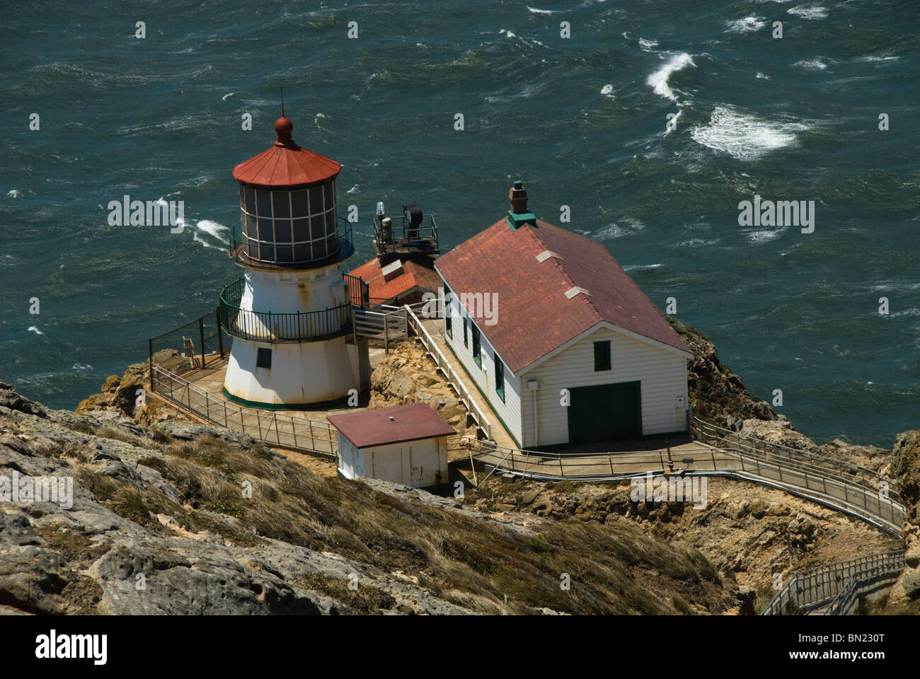 California: Lighthouse at Point Reyes National Seashore near San Francisco. Photo copyright Lee Foster. Photo # casanf81234 Stock Photo