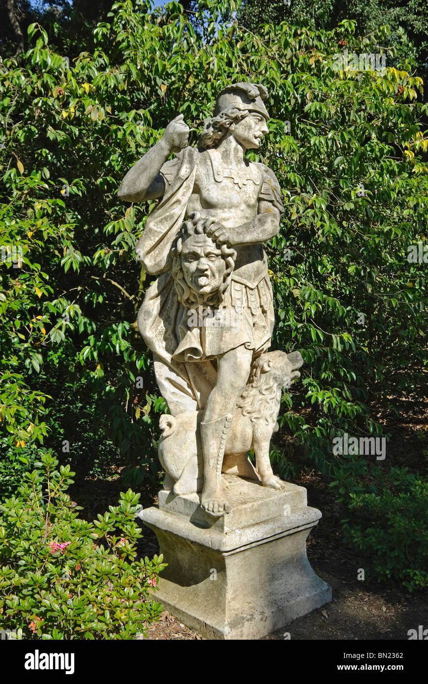 Statue of Perseus holding Medusa's severed head at the Huntington