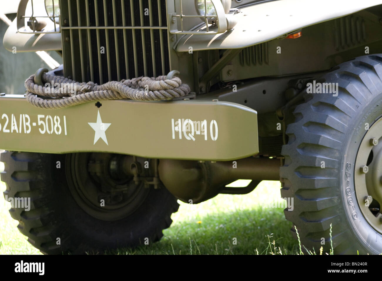 The front of an American Army Jeep as used in World War 2 Stock Photo