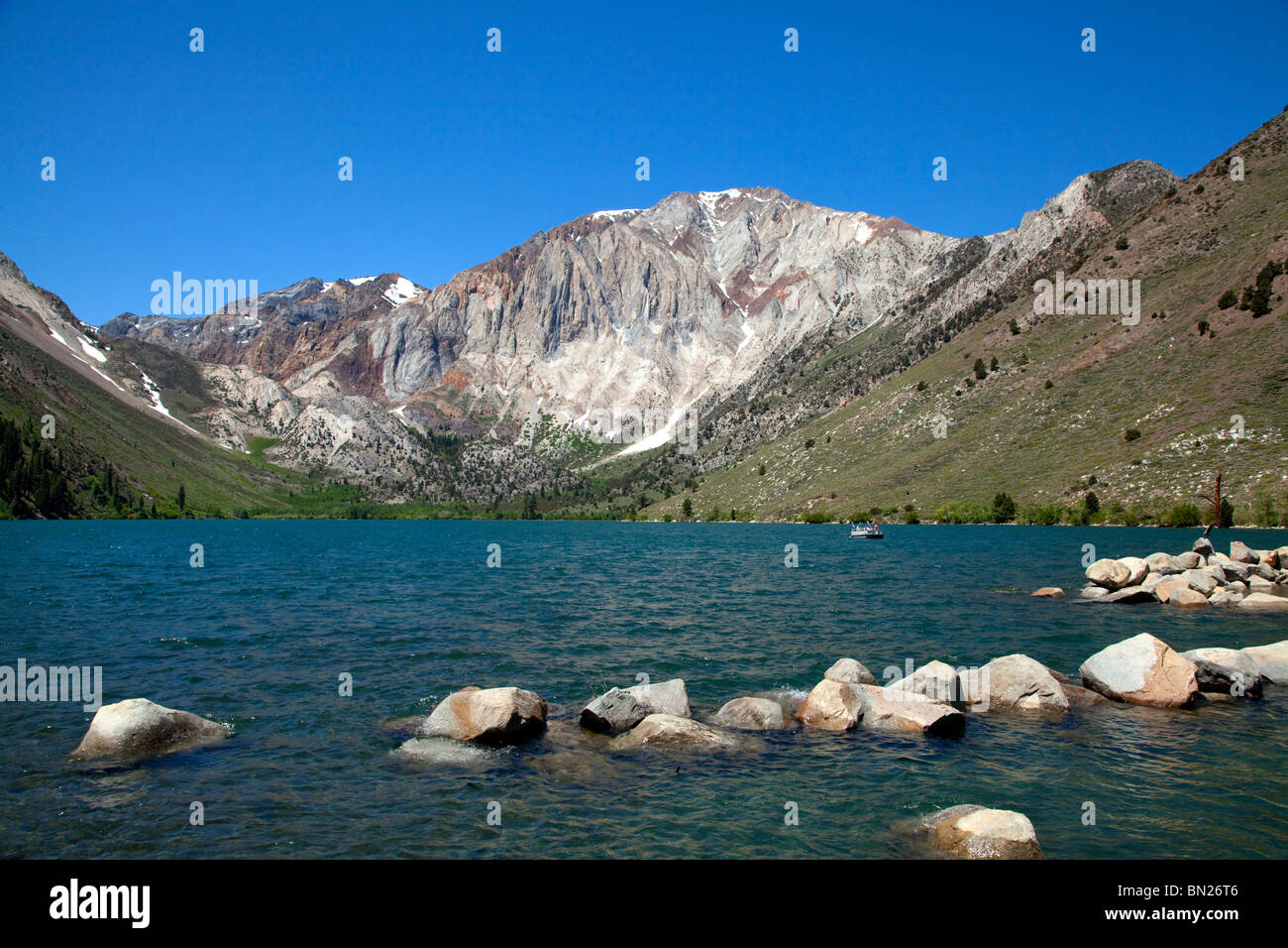 Convict Lake is a beautiful and popular recreation spot in the Eastern Sierras of California. Stock Photo