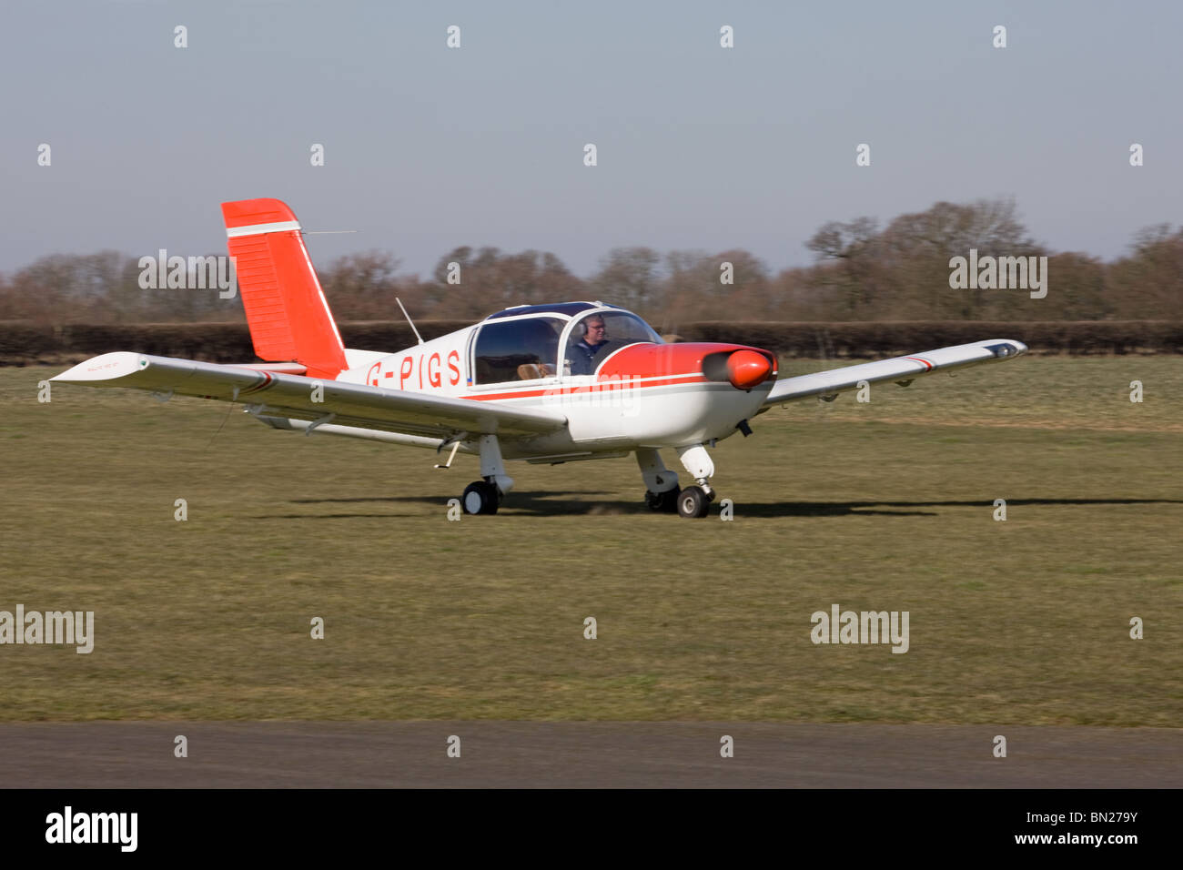 Morane Saulnier 150ST Rallye G-PIGS landing at Breighton Airfield Stock ...