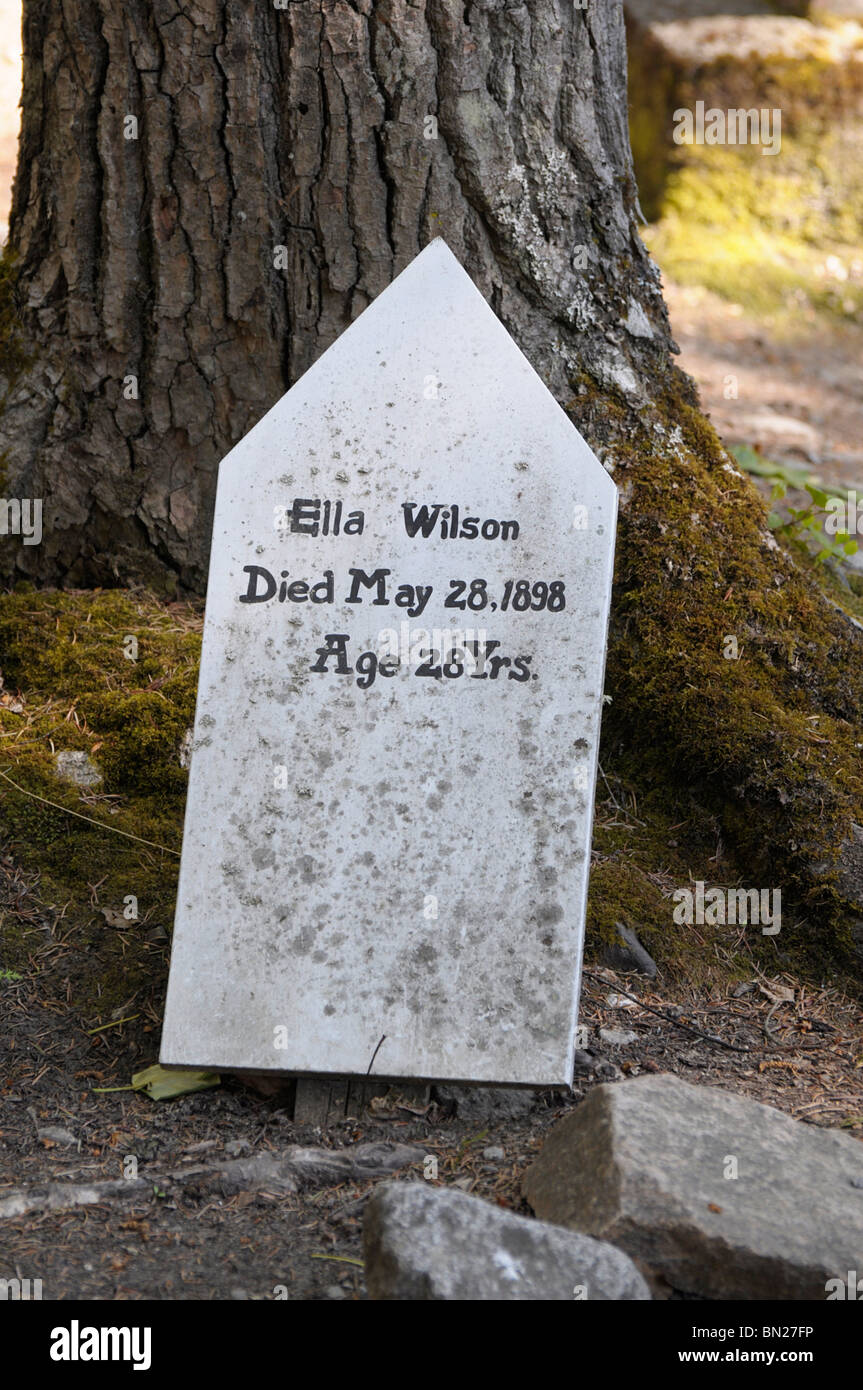 Grave Marker, Gold Rush Cemetery, Skagway, Alaska. Stock Photo