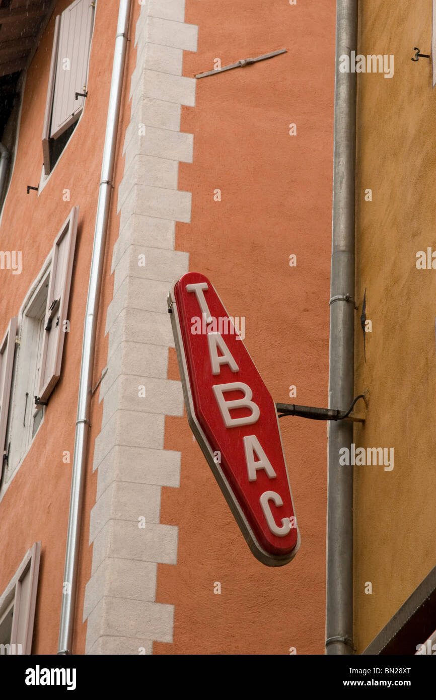 Tabac Sign outside french tobacconist Stock Photo