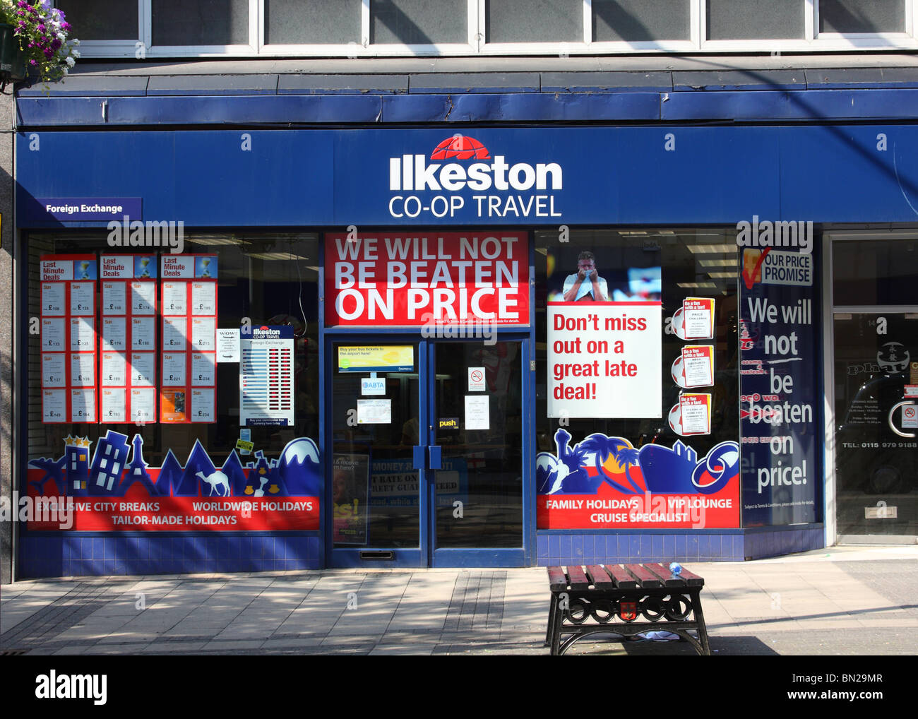 An Ilkeston Co-Op travel agency in a U.K. city. Stock Photo