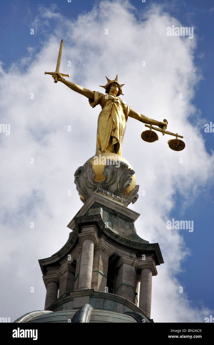 'Lady Justice' Statue, The Central Criminal Court, Old Bailey, City of London, London, England, United Kingdom Stock Photo