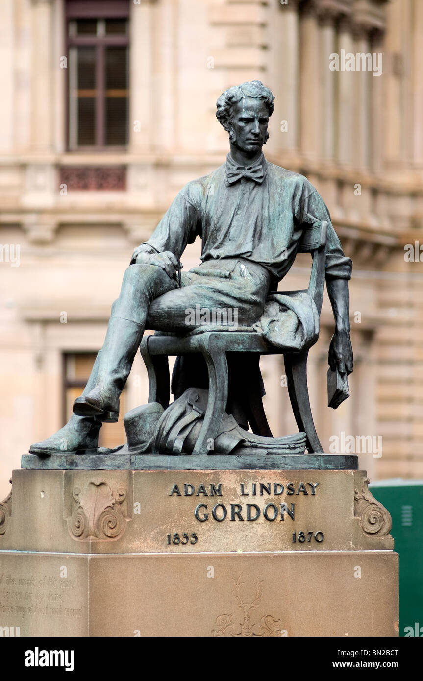 Adam Lindsay Gordon statue, Spring Street, Melbourne, Australia Stock Photo