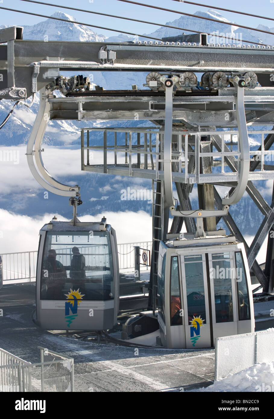 Swiss Alps cable car Beatenberg Niederhorn mountain railway cable cars
