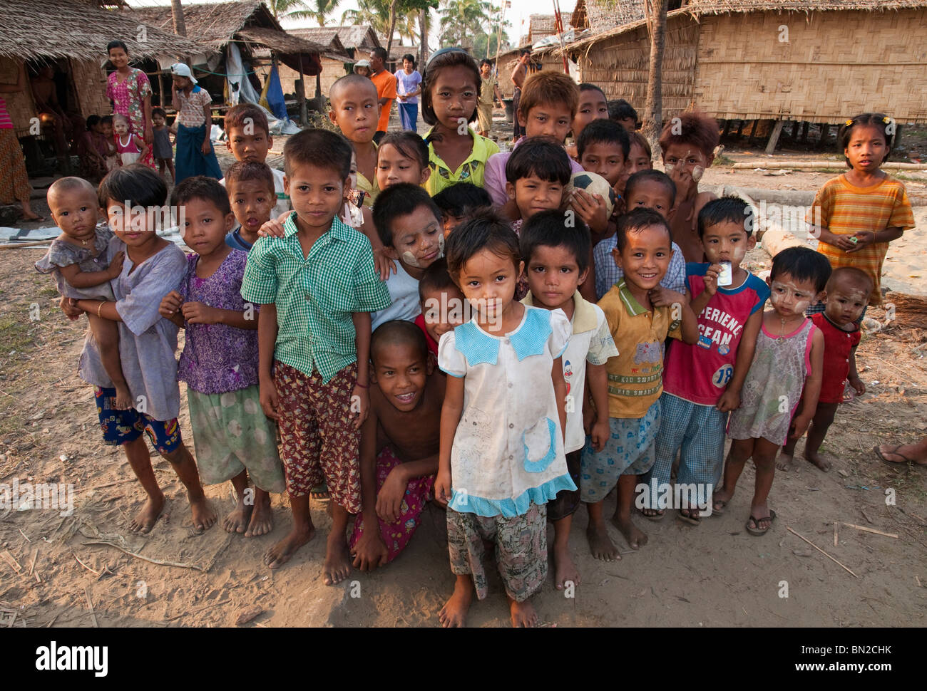 Myanmar. Burma. visit to the village of Tingen Gyi in the Ayeryarwady delta. Nargis cyclone aftermaths Stock Photo