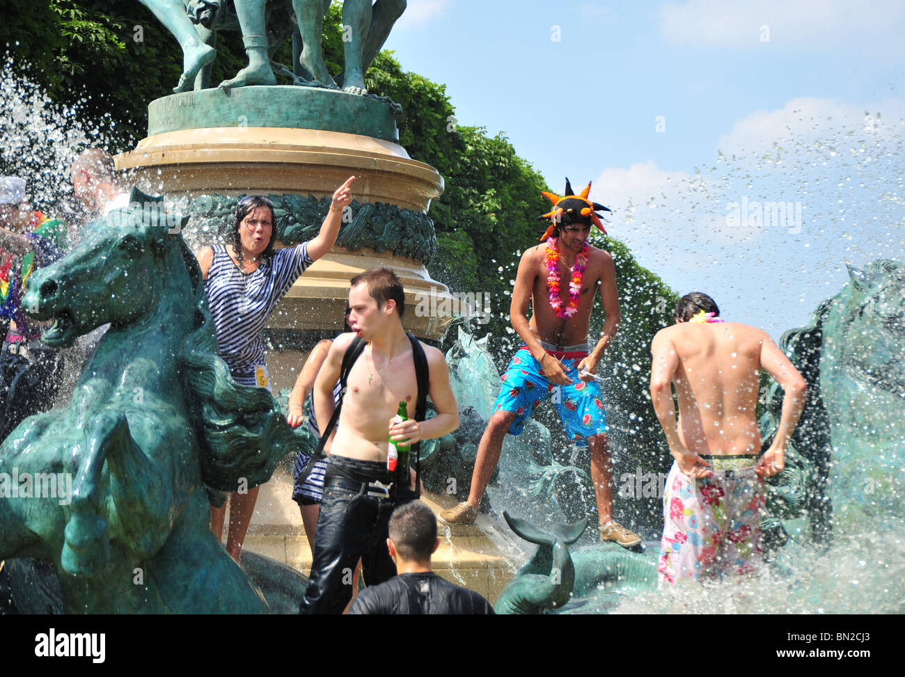 Gay Pride Parade through Paris, France Stock Photo
