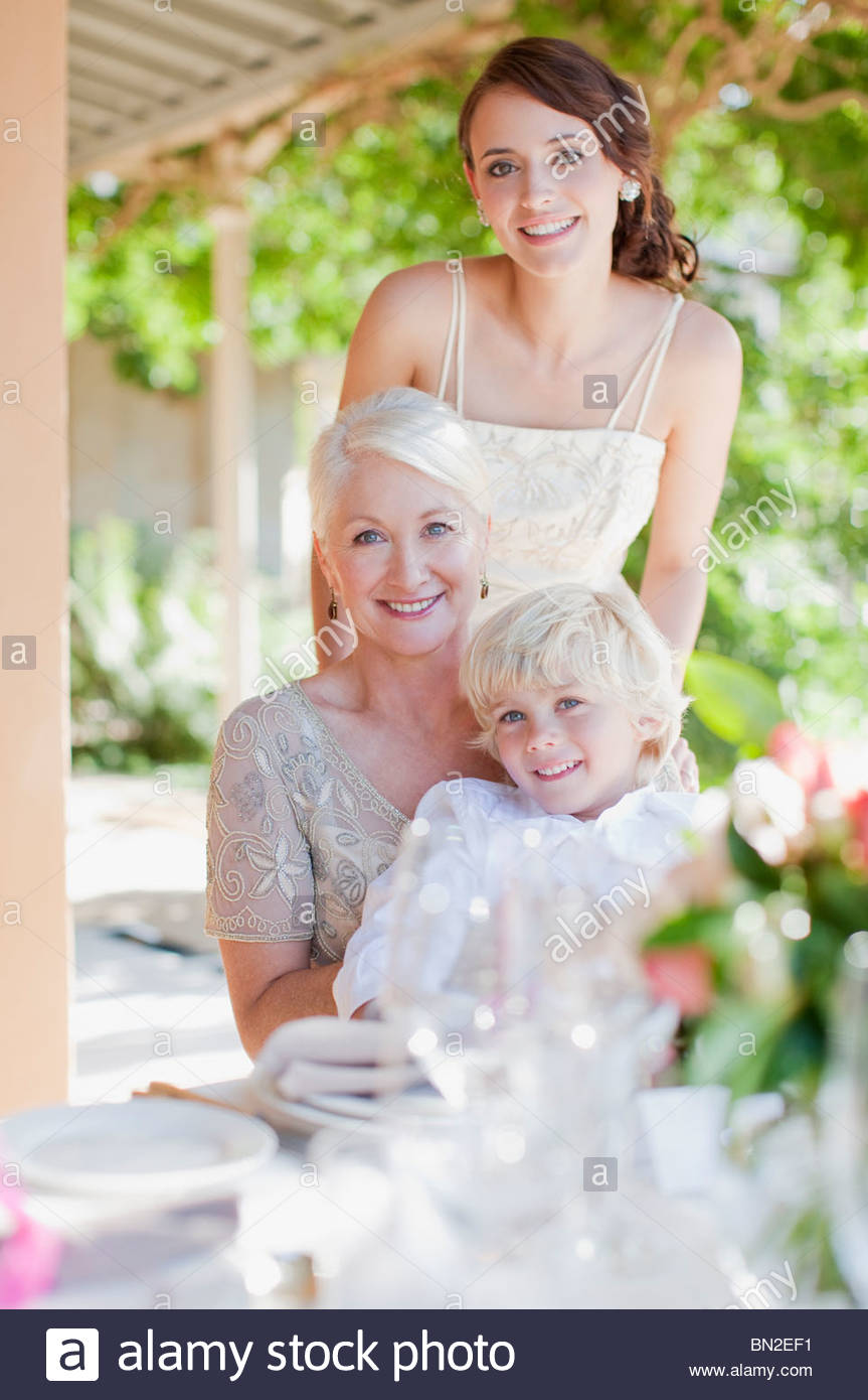 bride and boy stock