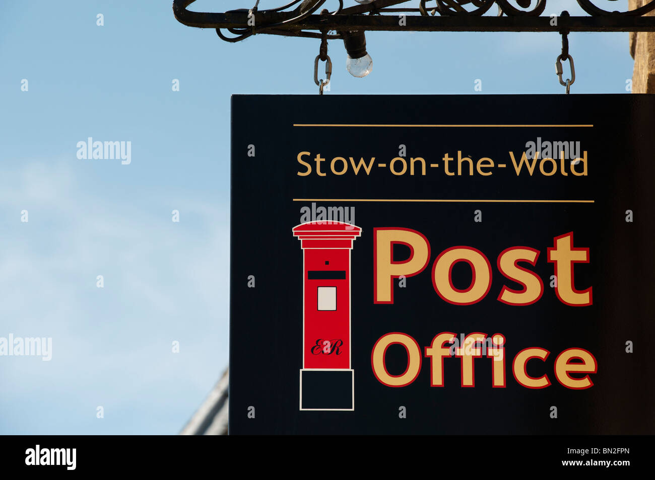 Stow on the Wold post office shop sign, England Stock Photo