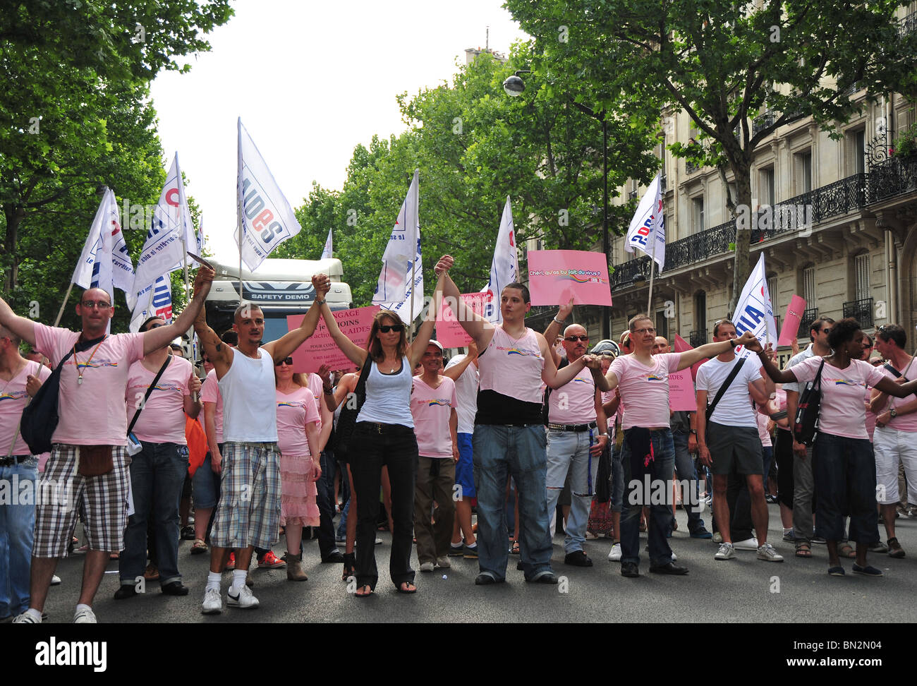 Gay Pride Parade through Paris, France Stock Photo