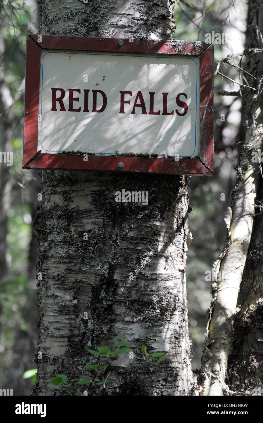 Sign, to 'Reid Falls', Skagway, Alaska Stock Photo