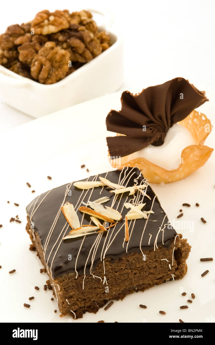 California Chocolate Brownie (Rich chocolate brownie with ice cream) Stock Photo