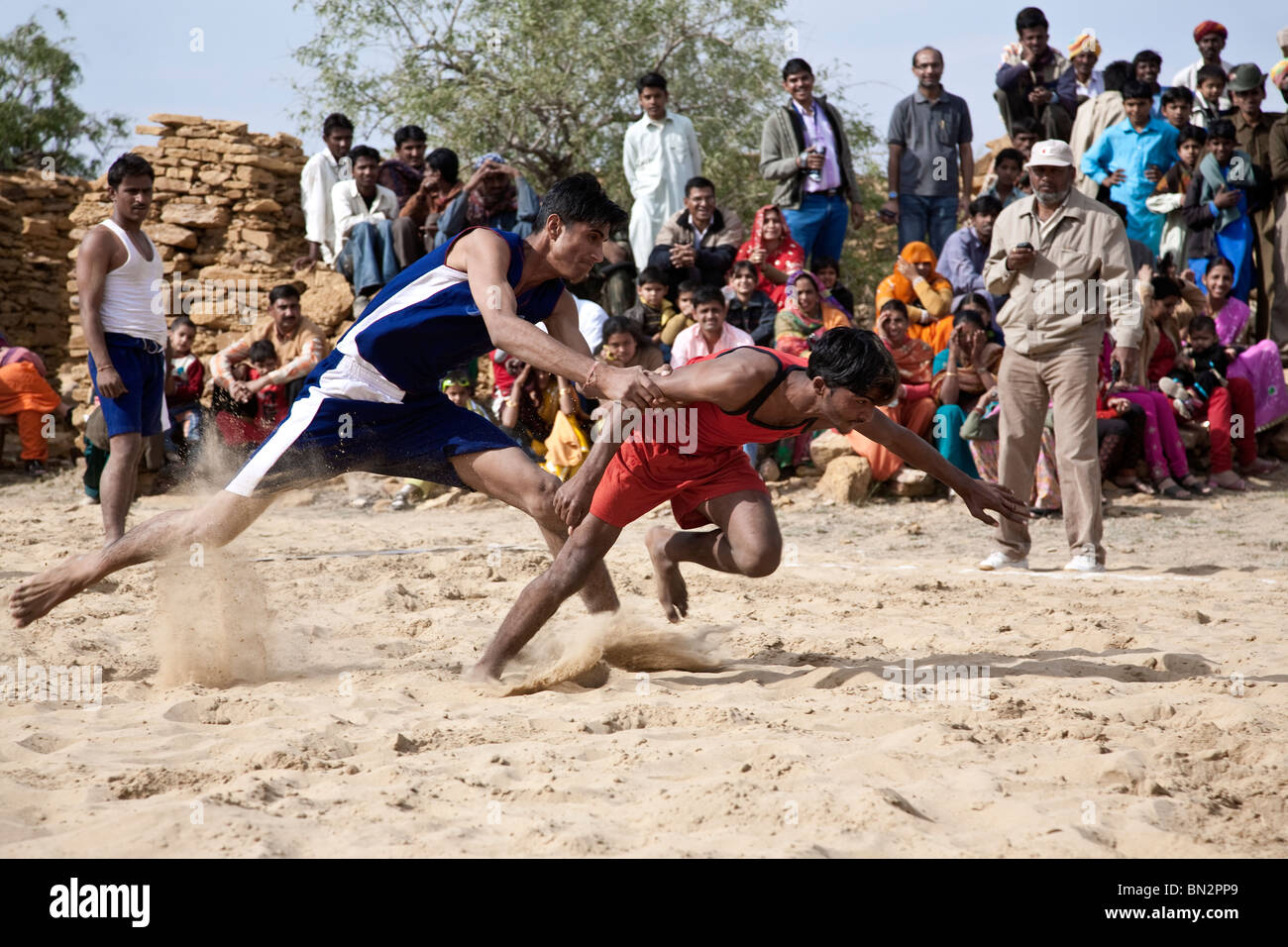 Kabaddi match. Khuri village. Rajasthan. India Stock Photo