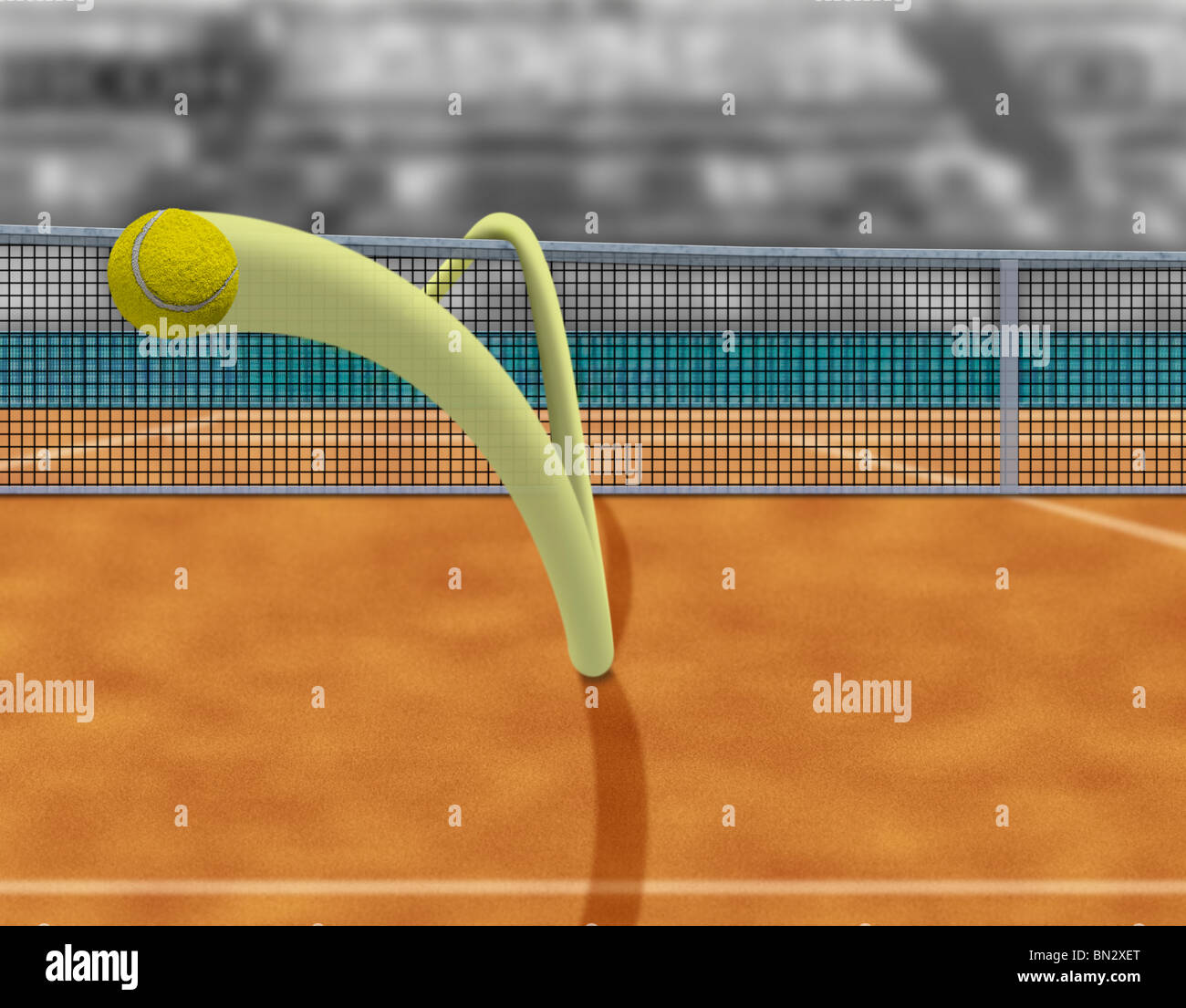 Digital reproduction in 3d of an illustration of the old Hawkeye seen on  television on the tennis courts Stock Photo - Alamy