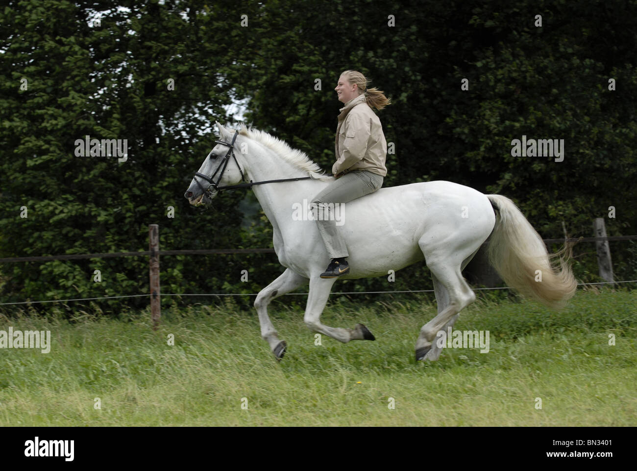 riding without saddle Stock Photo