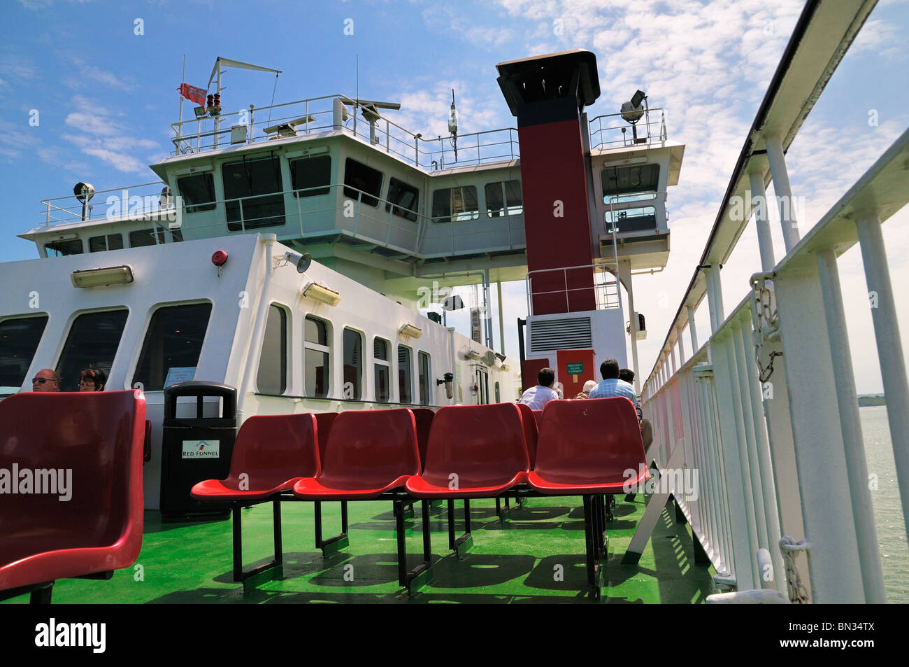 Upper deck of Red Funnel car ferry during crossing Stock Photo Alamy