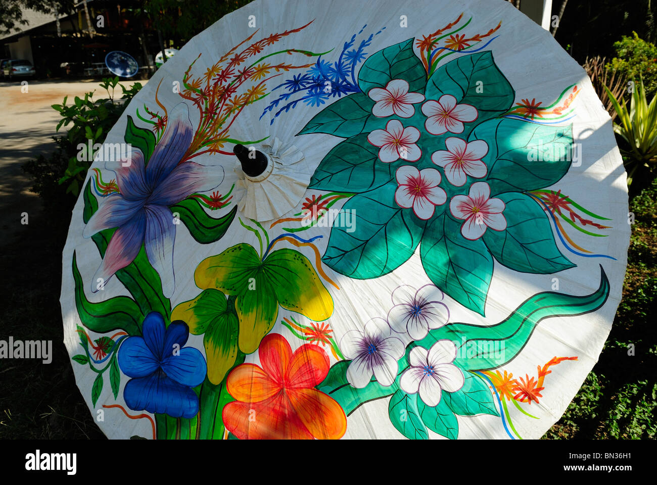 The Umbrella Factory, Borsang village, Chiang Mai, Thailand, Asia Stock