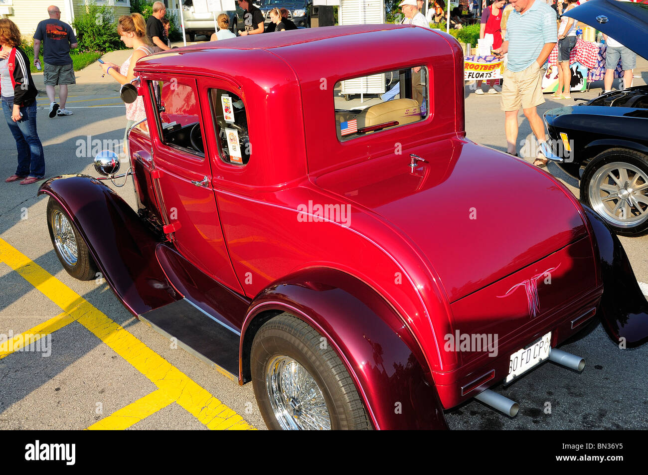 1930 Ford Coupe on display at a car show in small town America. Stock Photo