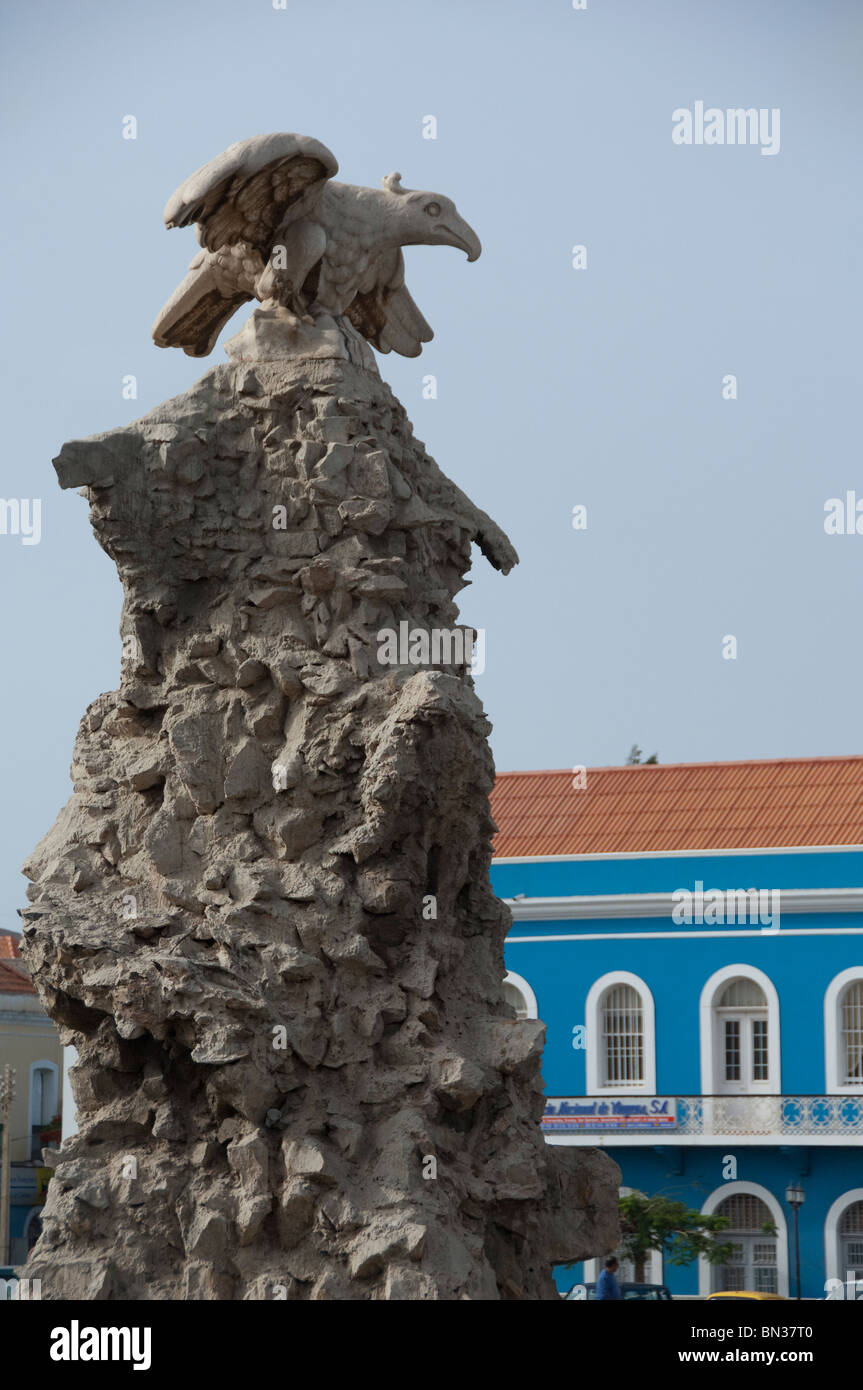 Cape Verde Islands, Sao Vicente, Mindelo (aka Porto Grande). Marina Mindelo, Monument of the Hawk. Stock Photo