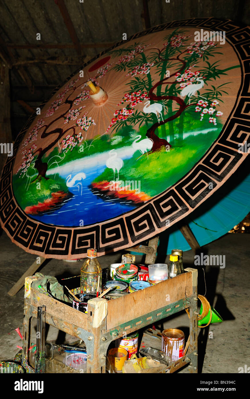 The Umbrella Factory, Borsang village, Chiang Mai, Thailand, Asia Stock
