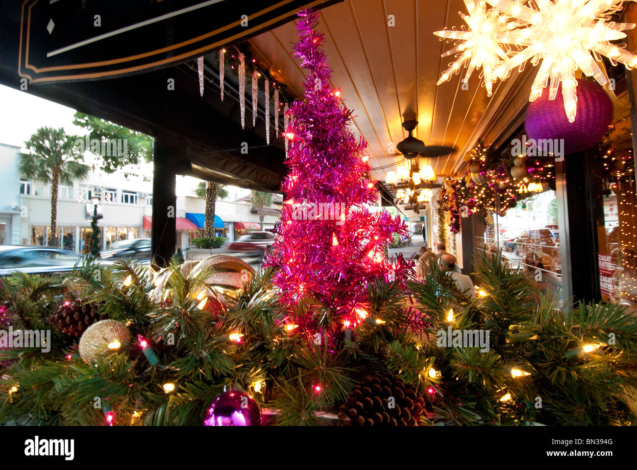 Christmas lighting and decorations on Las Olas Boulevard in Fort