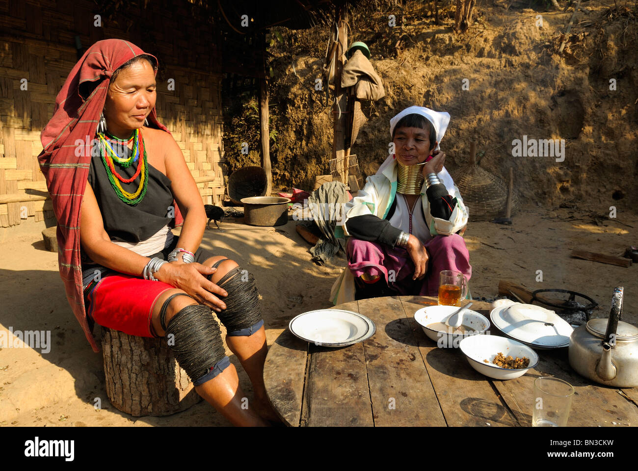 Portrait of a woman Red Karen Kayah big ears in Mae Hong Son, Northern Thailand, Asia Stock Photo