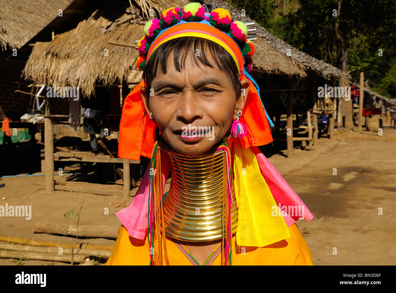 Kayan (ethnic minority) woman also called longneck wearing gold rings