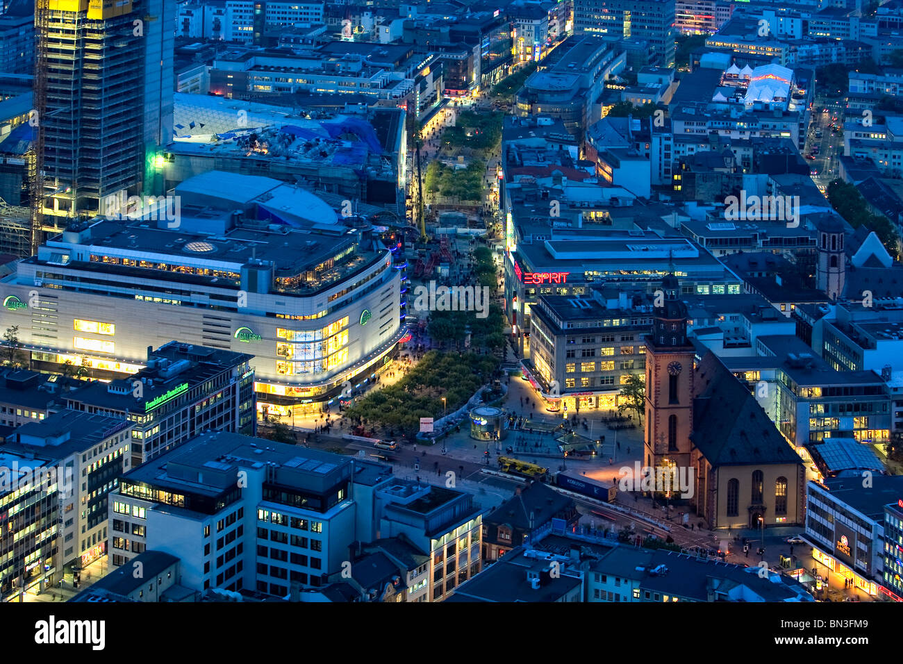 Zeil and Hauptwache in the evening, Frankfurt am Main, Hesse, Germany Stock Photo