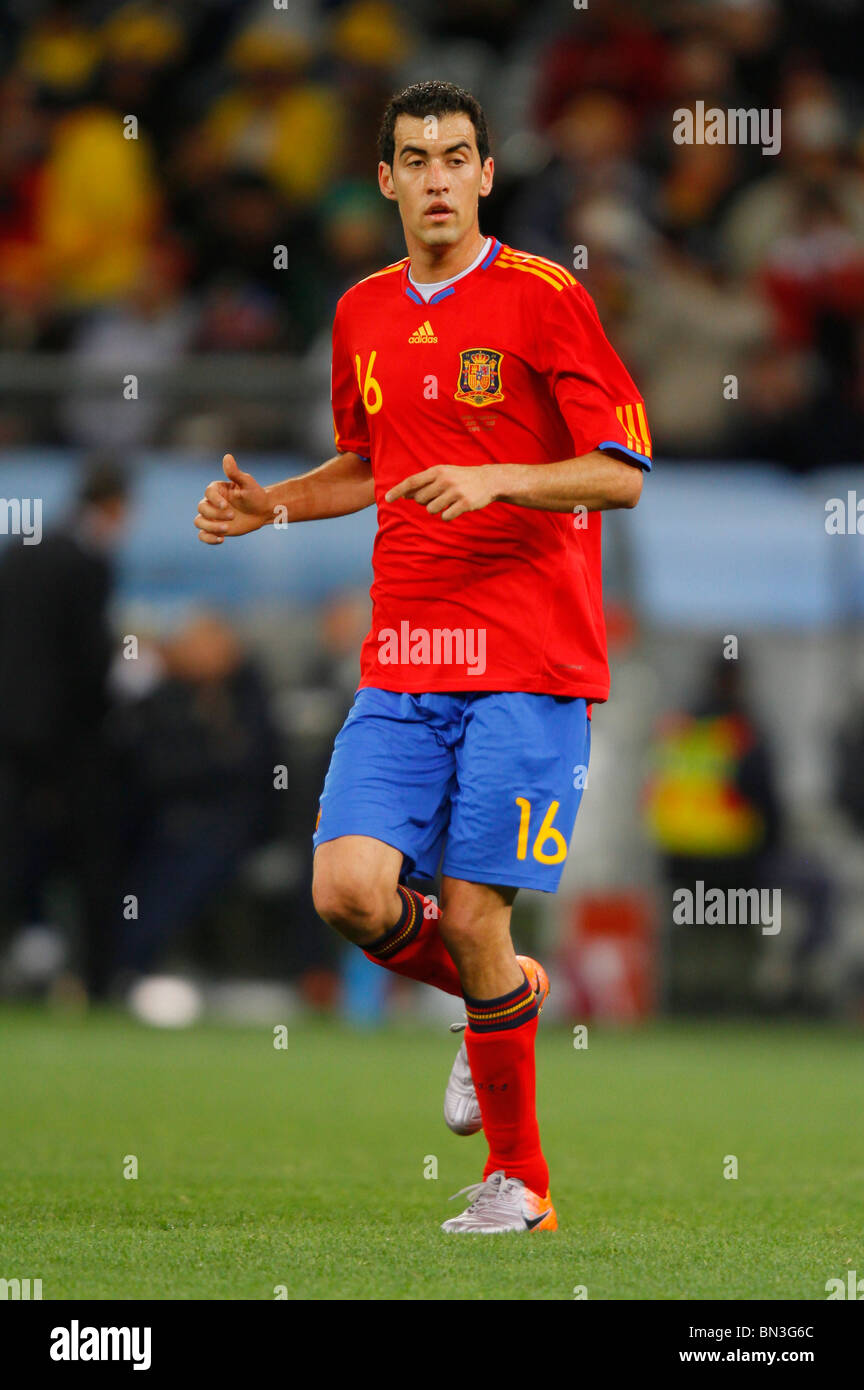 SERGIO BUSQUETS SPAIN V PORTUGAL GREEN POINT STADIUM CAPE TOWN SOUTH AFRICA 29 June 2010 Stock Photo