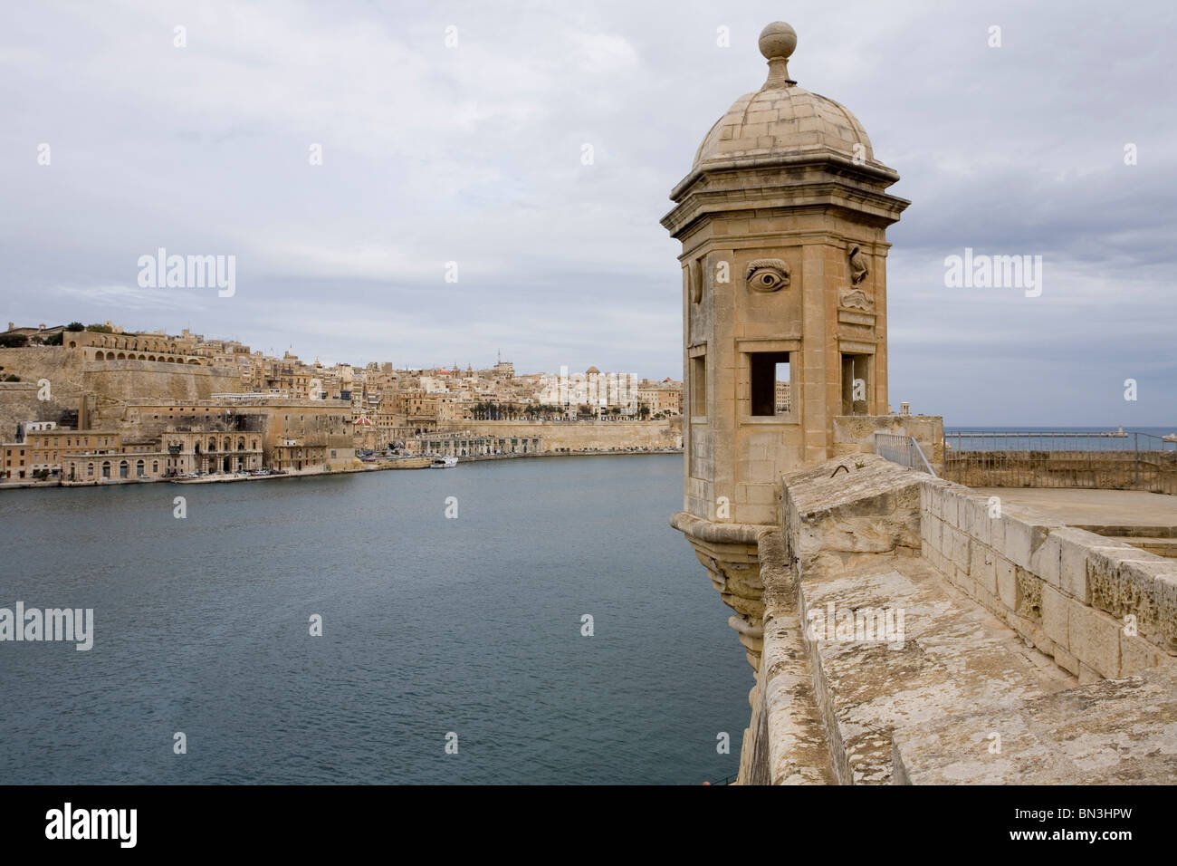 Watch tower of Grand Harbour and Senglea, Valletta, Malta, Europe Stock Photo