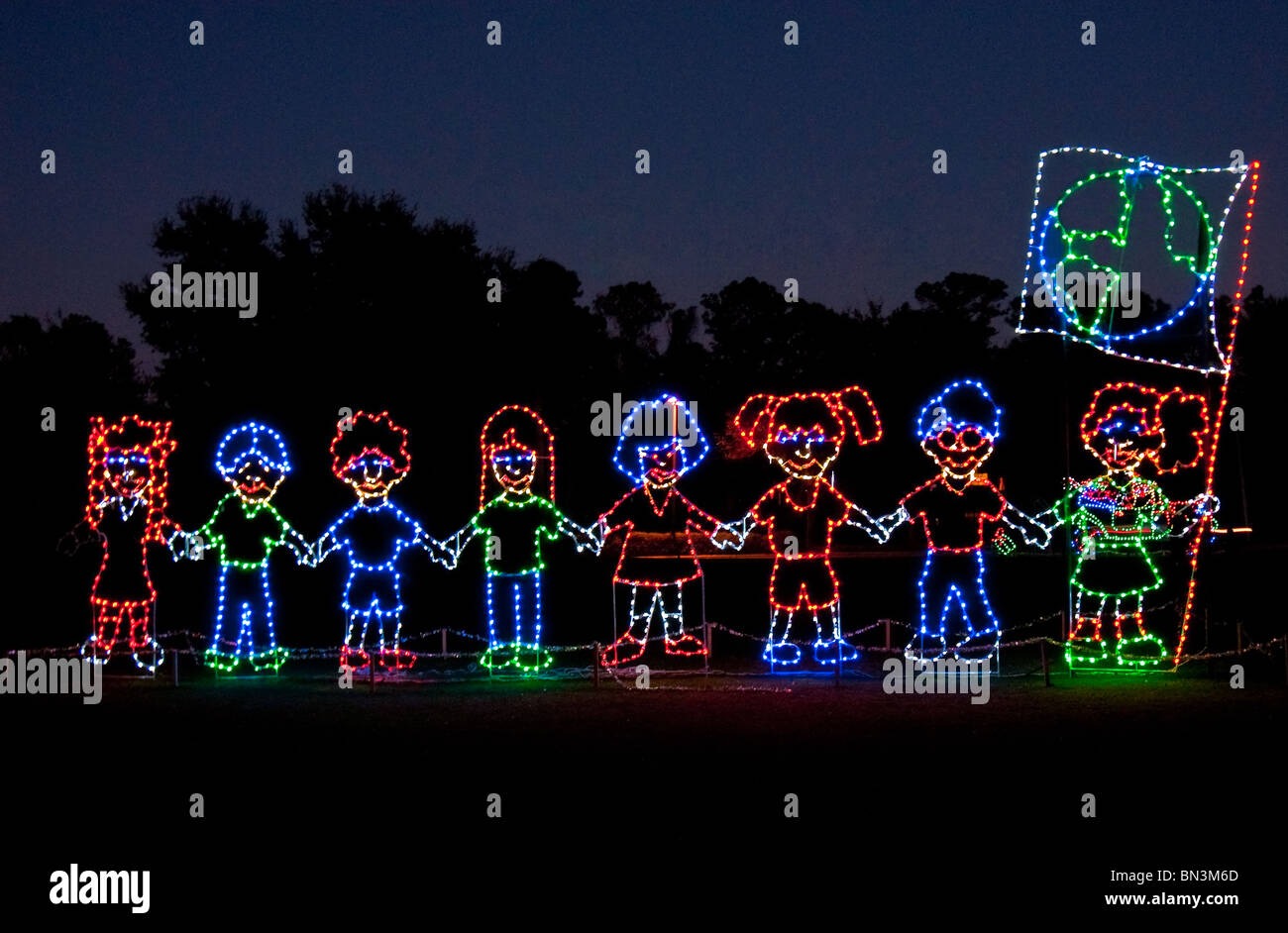 Christmas lighting display in a city park in Largo, Florida, USA Stock Photo