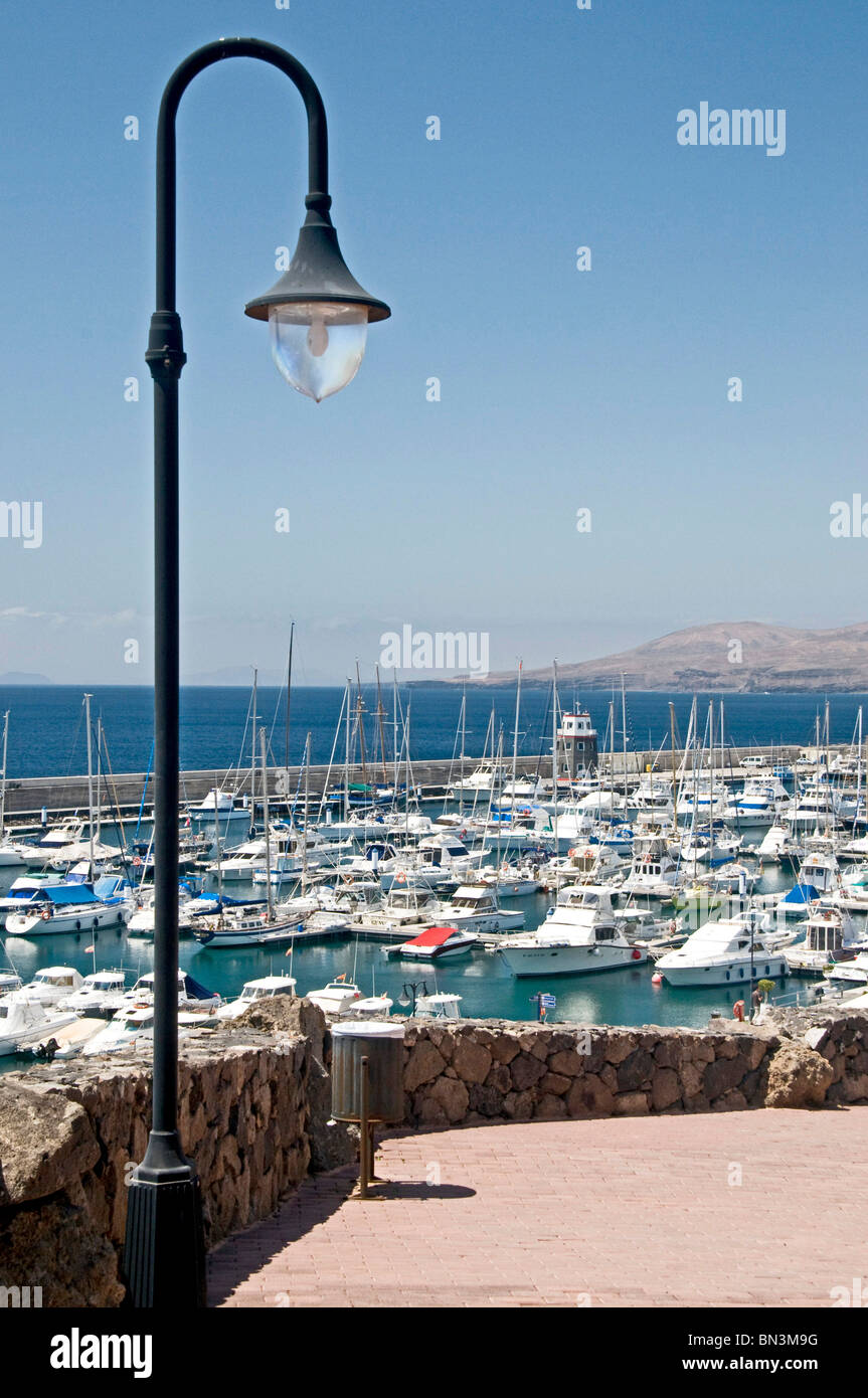 View of Puerto Calero marina, Lanzarote, Spain Stock Photo