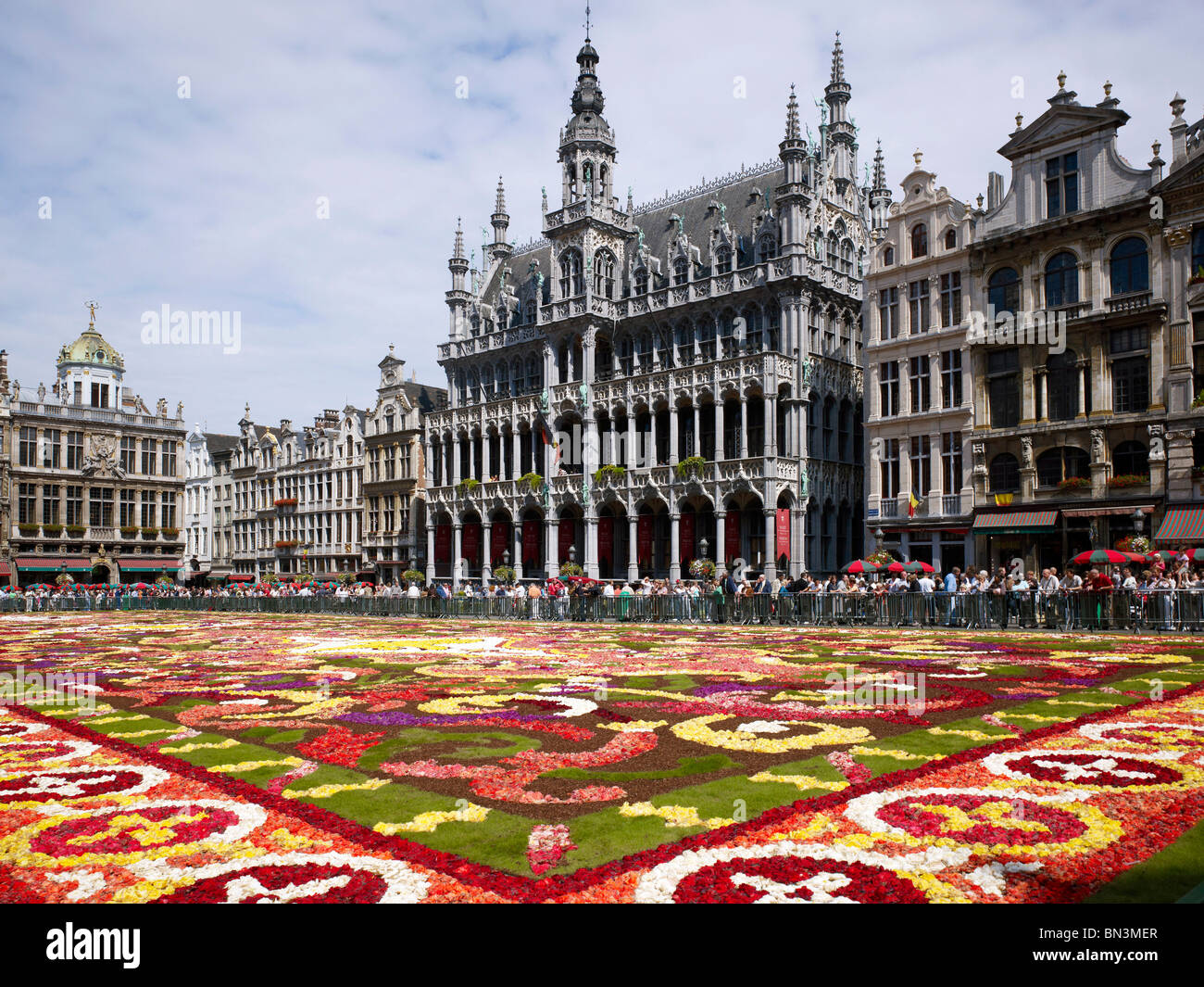 Flower bed at Grote Markt, Brussels, Belgium, Europe Stock Photo
