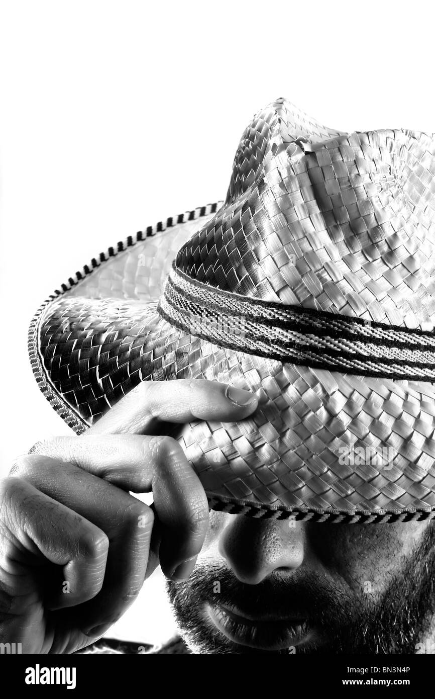 Man with straw hat Stock Photo Alamy
