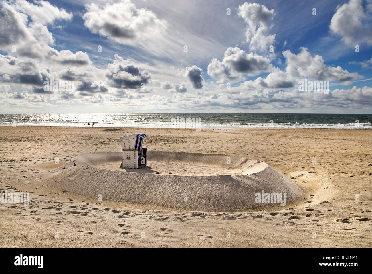 Hooded Beach Chair on the beach in Kampen, Sylt, Germany, elevated view Stock Photo