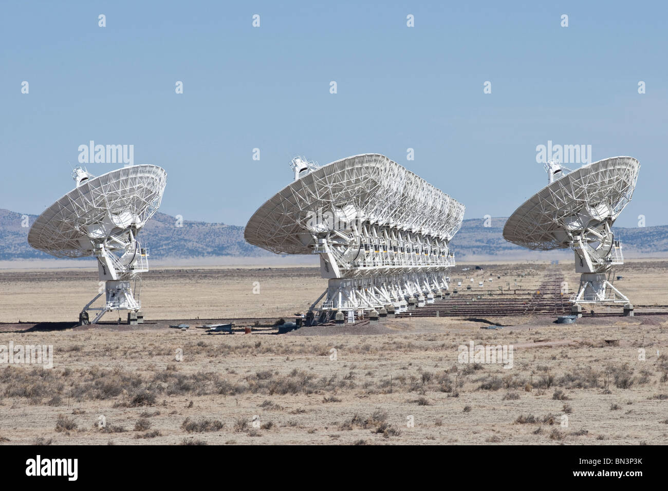Radio Telescopes in the Very Large Array, New Mexico, USA Stock Photo