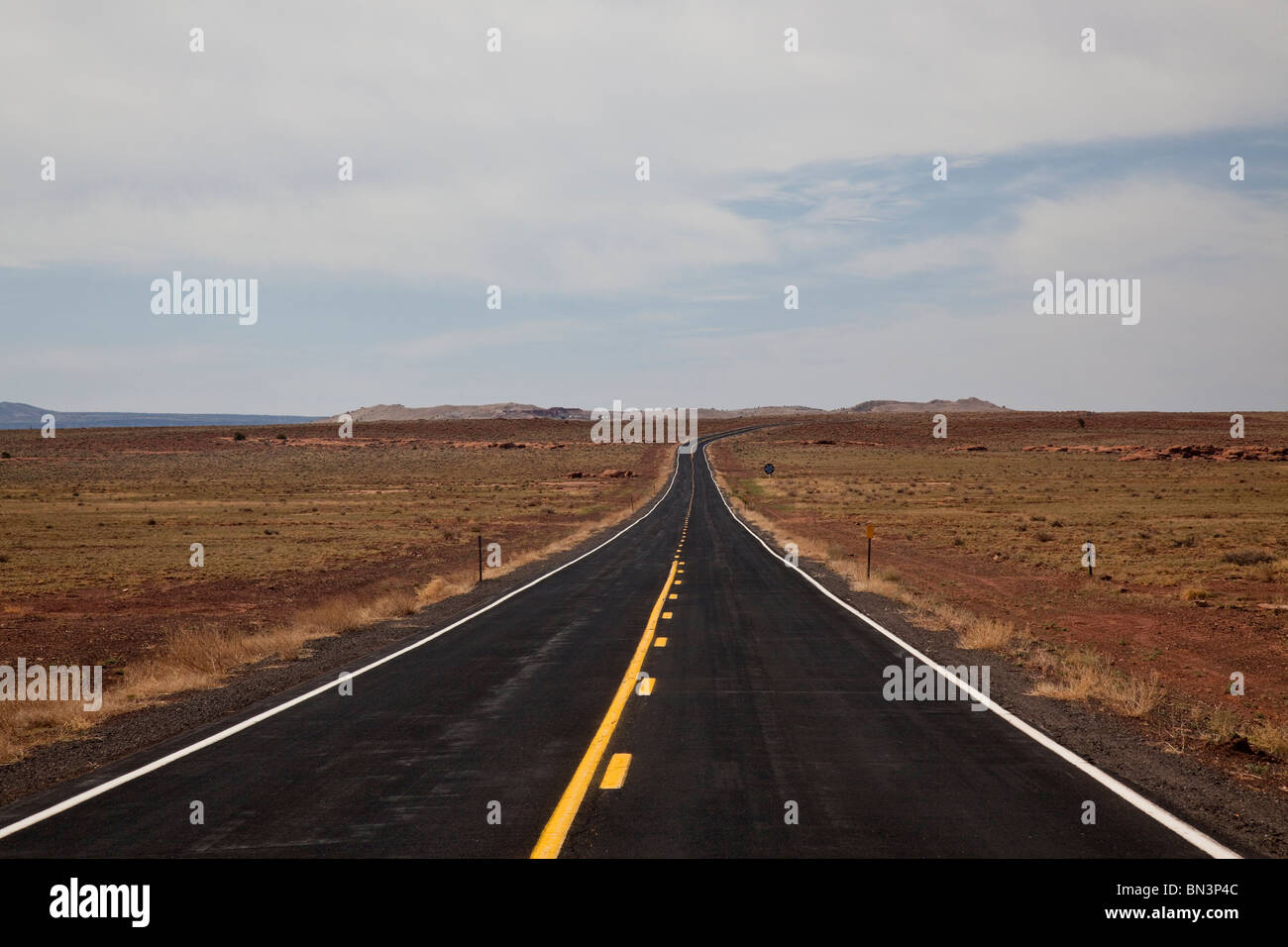 Country road in Arizona, USA, vanishing point Stock Photo