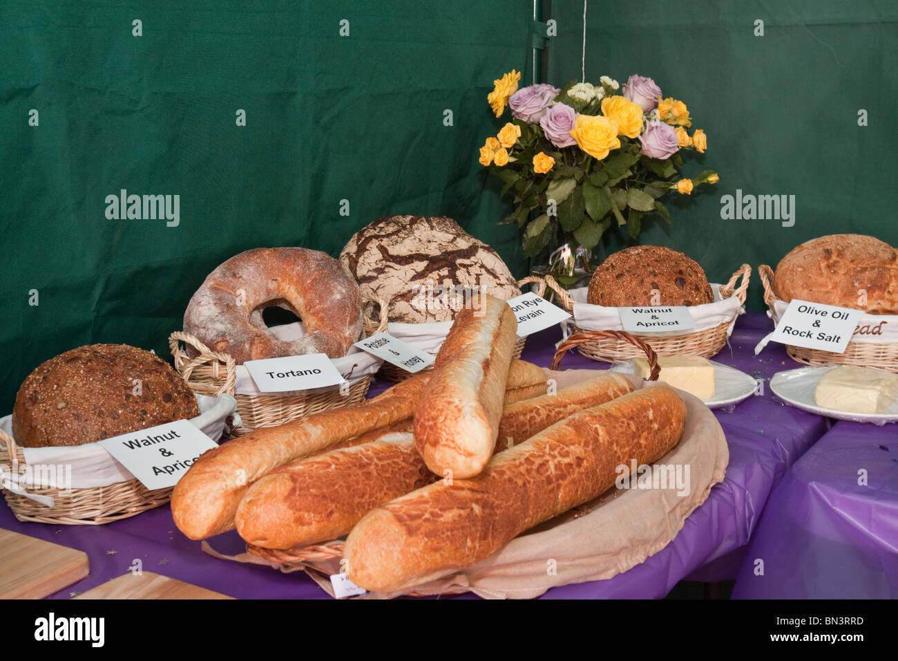 Display of different breads at a party Stock Photo