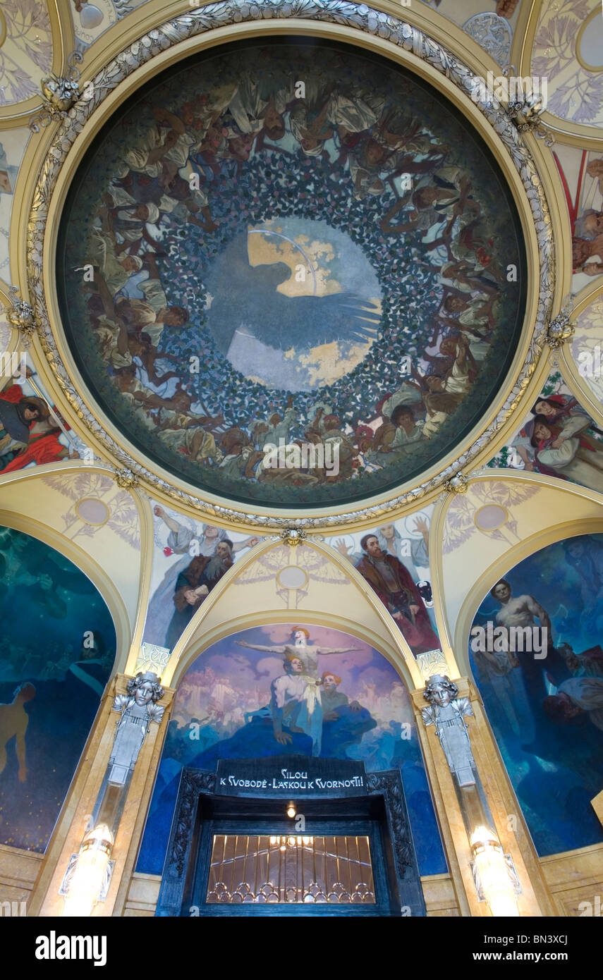 The Municipal House (Obecní Dum) Ceiling by Alphonse Mucha, Prague Stock Photo Alamy