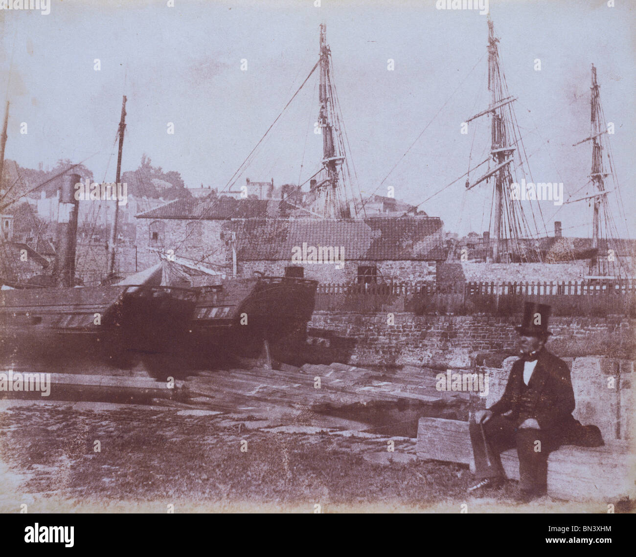 Harbour Scene, photo Calvert Jones. England, 19th century Stock Photo